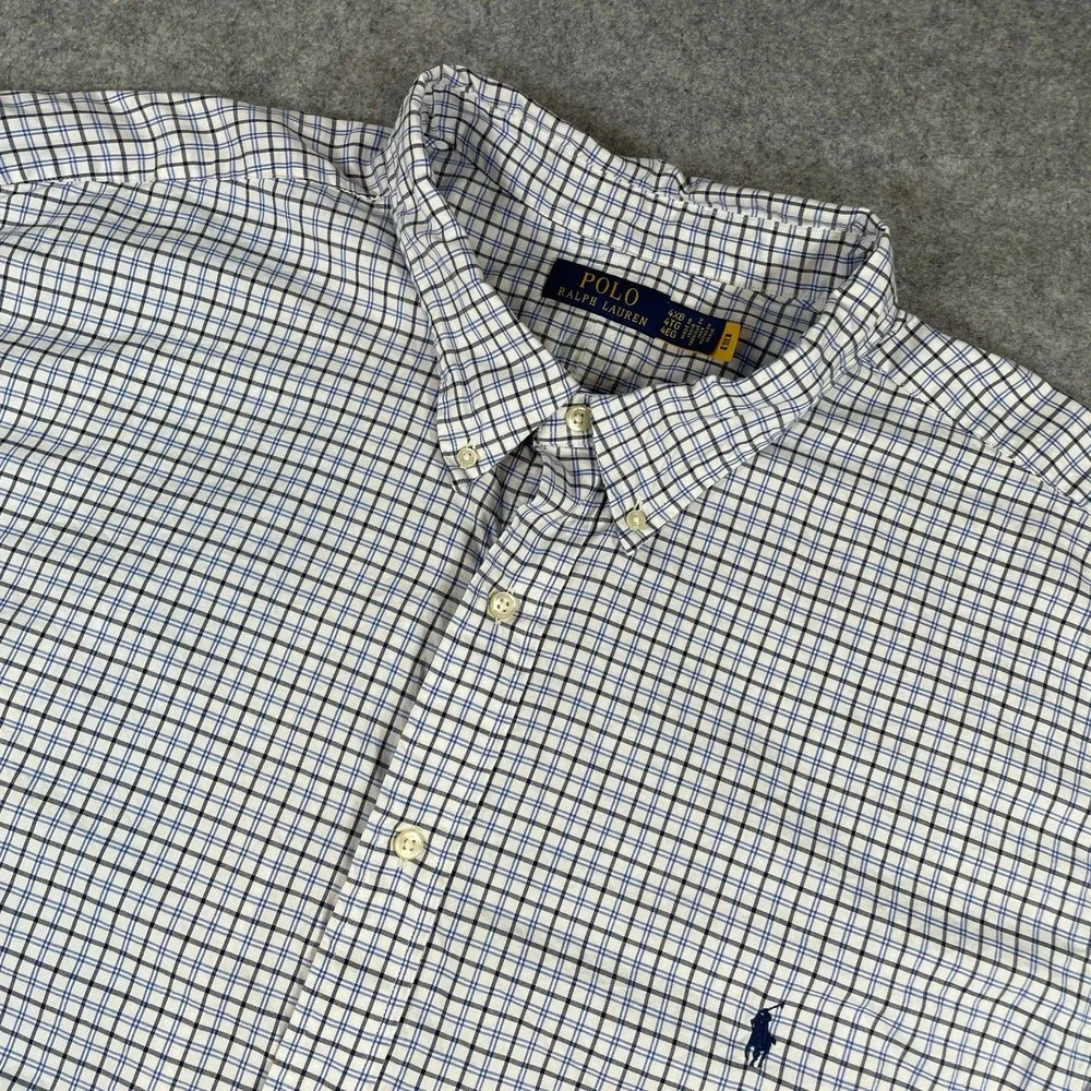 Polo Ralph Lauren Mens Shirt 4XB White Plaid Long Sleeve